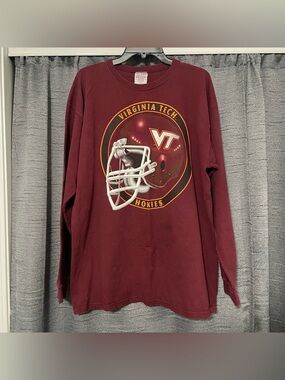 Vintage 90s Virginia Tech Hokies Football Red Graphic Long Sleeve T Shirt Sz XL